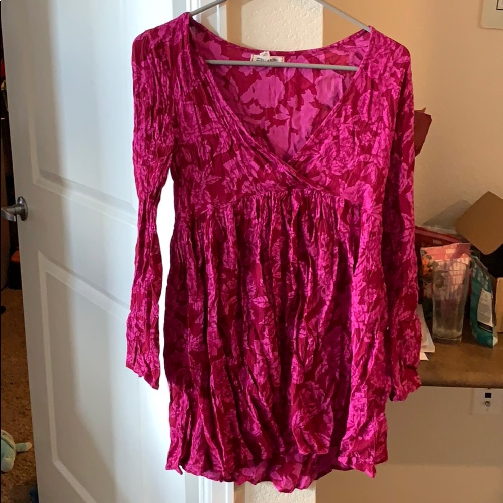 Floral pink mini dress
